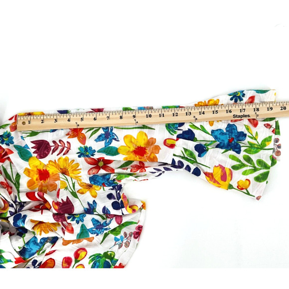 Ali Miles Womens Floral Button Up Shirt Size 1X 3/4 Bell Sleeves Artsy Colorful - Picture 10 of 10